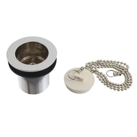 KINGSTON BRASS 112 Chain and Stopper Tub Drain with 2 Body Thread, Polished Chrome DSP20CP